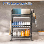 Dish Drying Rack 3 Tier Large Capacity Kitchen Dish Draining Rack Countertop - Image 2
