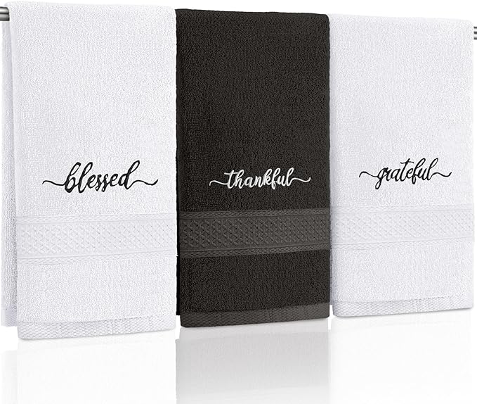 Peryiter 3 Pcs Farmhouse Bathroom Decor Hand Towels 14x29 Inch Cotton Bath by Peryiter