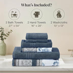 Modern Threads Ophelia 6-Piece 100% Cotton Towel Set – Reversible Yarn Dyed - Image 3