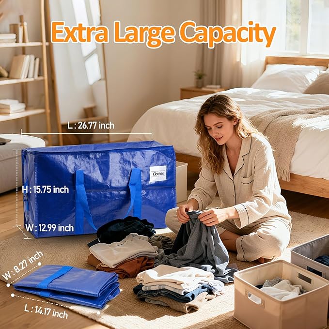2 Pack Heavy Duty Storage Bags, Reinforced Handles and Zippers, Organizing Bags - Image 2