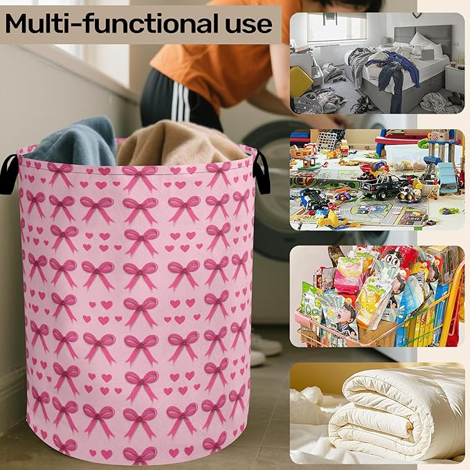 Pink Bow Laundry Hamper - Image 6