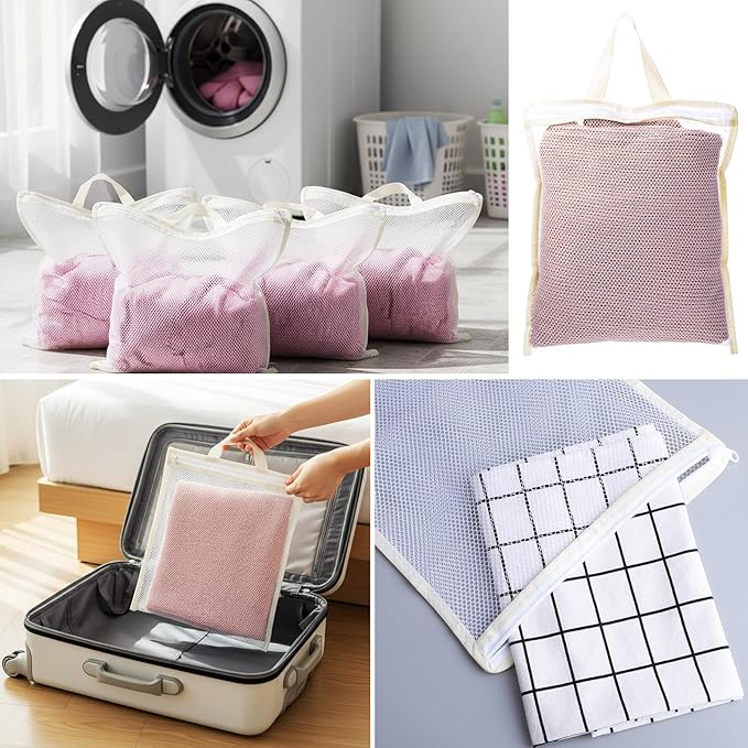 4Pcs Small Mesh Laundry Bags for Delicates Hanging Mini 12 x 10 Inches Durable - Image 3