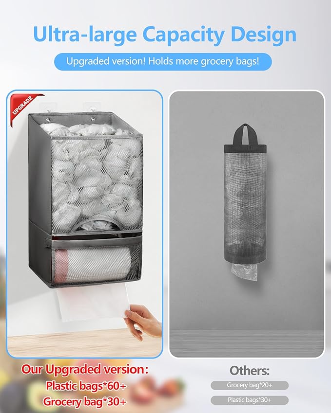 Bag Saver - Extra Large 2 in 1 Plastic Bag Holder Storage, Durable Mesh Grocery - Image 2