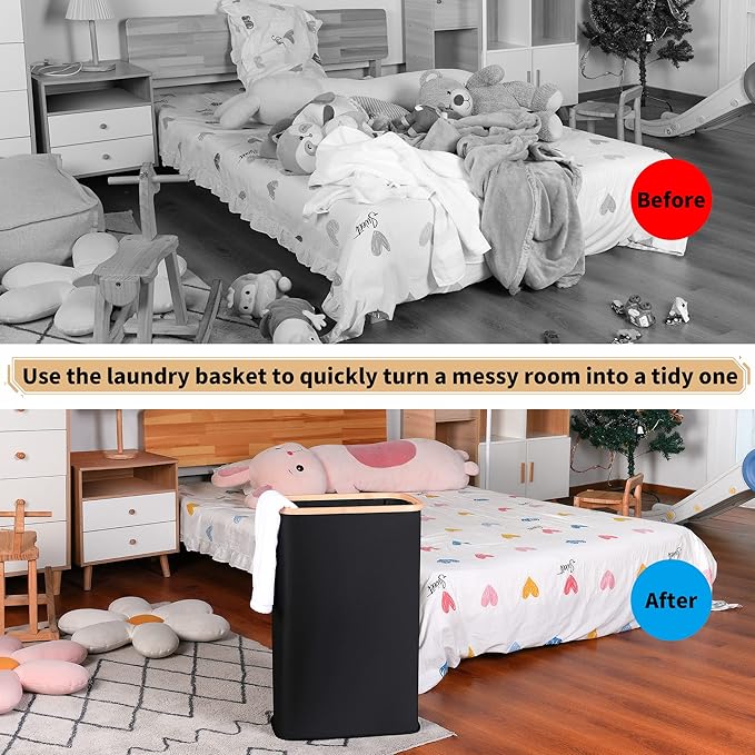 60L Slim Laundry Hamper, Narrow Laundry Basket - Image 4