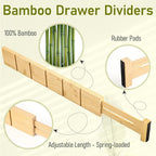 Whitmor Adjustable Bamboo Drawer Dividers, Expandable 17"-22" Drawer Organizer - Image 3