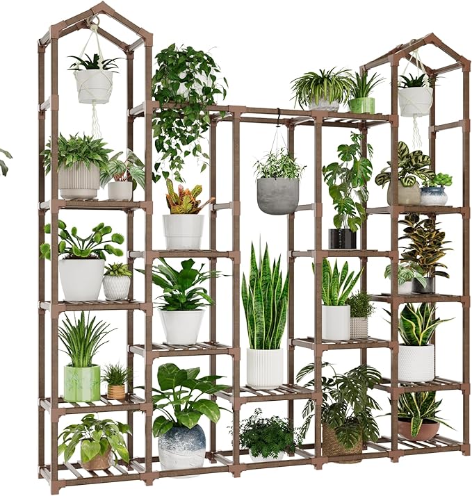 Large Plant Stand Indoor Plant Stands Outdoor Tall Plant Shelf for 18-23 Pots Corner Tiered Plants Stands for Multiple Plants Wood Hanging Plants Holder for Garden Balcony Patio Window Porch​​​ by Gentingbro