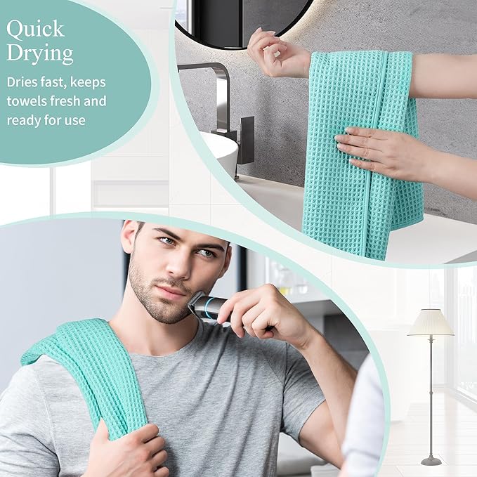 Microfiber Waffle Hand Towels, 4 Pieces, Fast Drying, Lint Free 430 GSM - Image 5