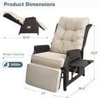 Outdoor Indoor Wicker Recliner with Adjustable Back and Footrest, Patio Reclining Chair with Flip-up Table, Outdoor Rattan Lounge Chair, Beige 2PCS - Image 2