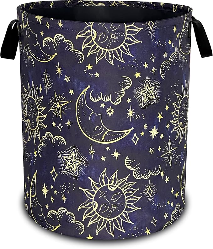 Celestial Sun Stars Moon Laundry Basket Oxford Cloth Funny Laundry Hamper by Unknown
