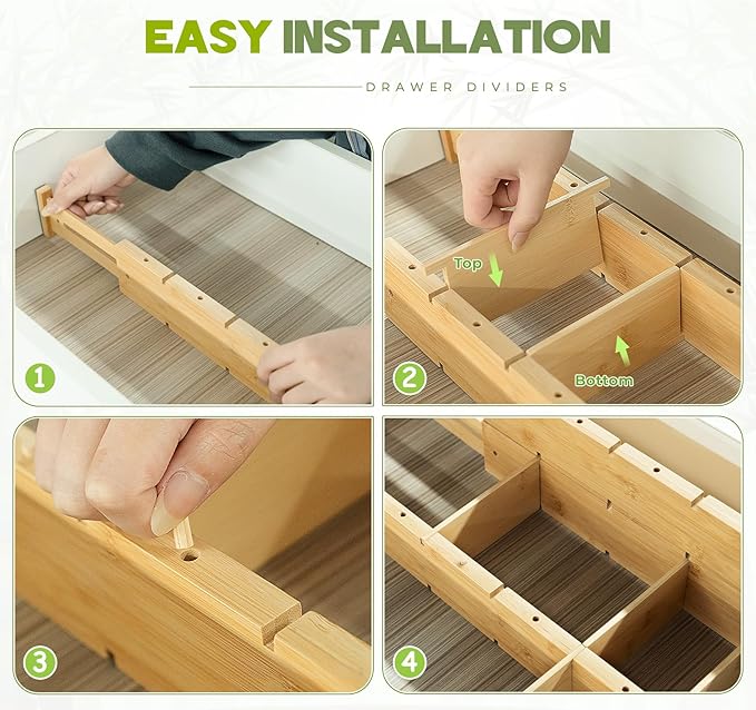 Bamboo Drawer Dividers 4PCS - Image 7