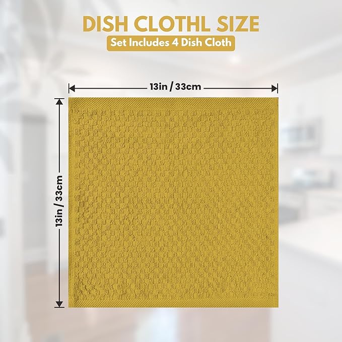 Infinitee Xclusives Premium Dish Cloth 100% Cotton 12 x 12 Inches |Pack of - Image 2