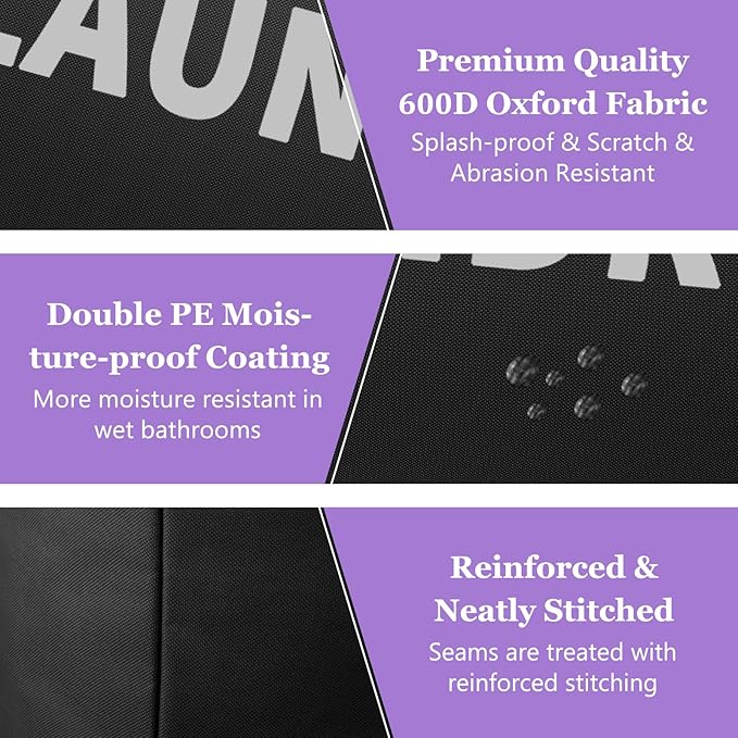 2Pcs Large Laundry Hamper for Adult, 95L Folding Clothes Basket - Image 8