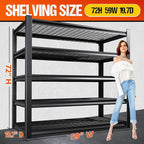 72" H Garage Shelving Heavy Duty Storage Shelves, Adjustable Metal Shelving Unit, Utility Garage Organizer Shelf for Basement, Pantry, Kitchen, Warehouse, Supermarket, 59" W x 19.7" D x 72" H - Image 3