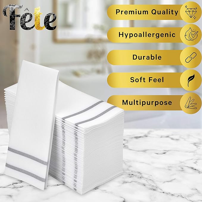 Fete Disposable Hand Towels for Bathroom, Anniversary, and Wedding Napkins for - Image 3