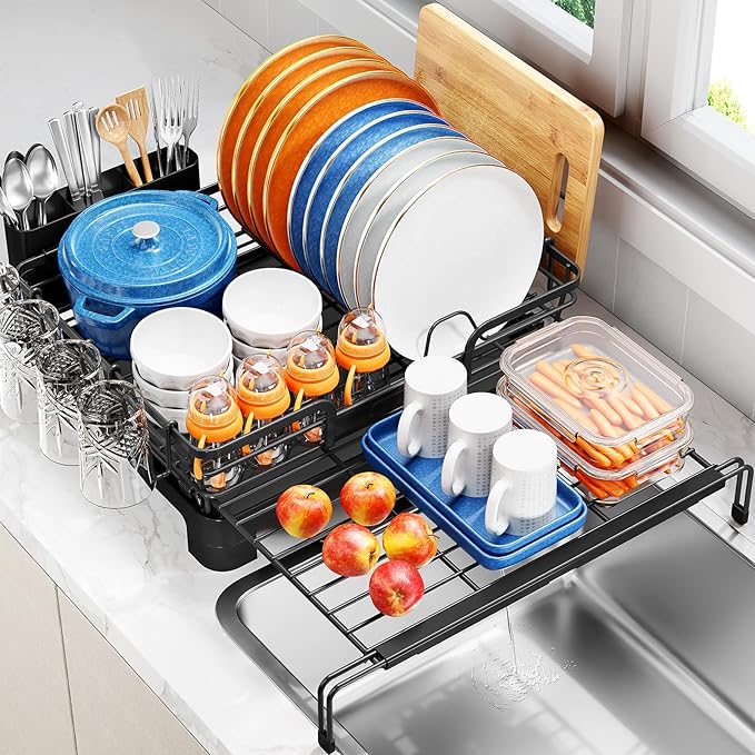 TOOLF Extendable Dish Drying Rack, 2 in 1 Multifunction Dish Rack by TOOLF