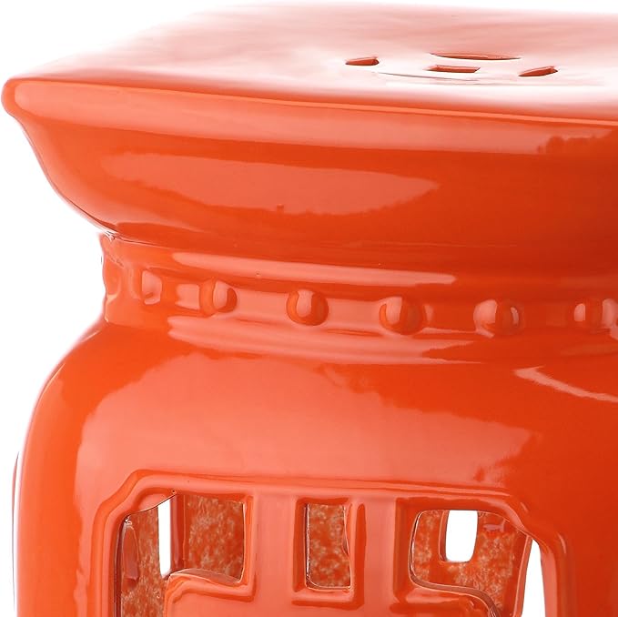 Safavieh Beijing Filigree Ceramic Decorative Garden Stool, Orange - Image 4