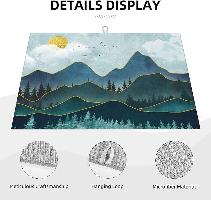 Mountain Peaks Nature Landscape Microfiber Dish Drying Mat - Image 5