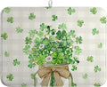 St Patricks Day Shamrock Dish Drying Mat Green Spring Kitchen Dishes Drying Pad by farg