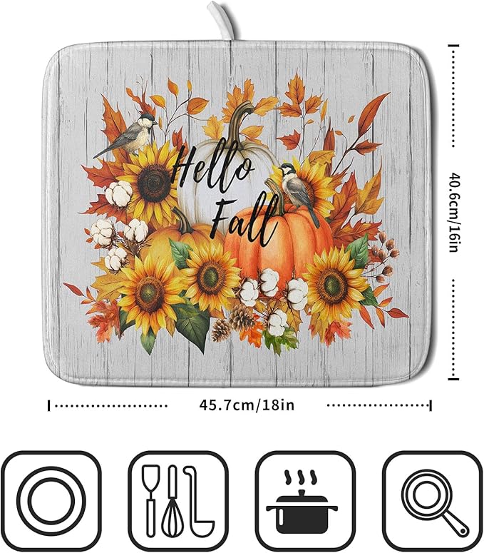 Hello Fall Sunflowers Dish Drying Mat - Image 2