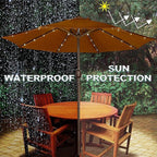 Blissun 9 ft Solar Umbrella 32 LED Lighted Patio Umbrella Table Market Umbrella with Tilt and Crank Outdoor Umbrella for Garden, Deck, Backyard, Pool and Beach, Brown - Image 5