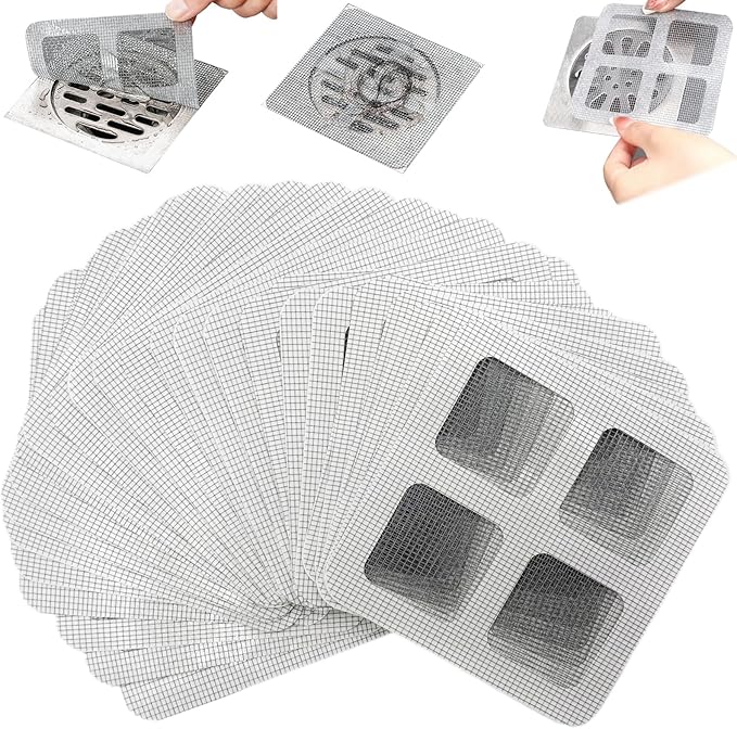 Disposable Shower Drain Hair Catcher Stickers, 90 Pack, 3.94x3.94 inch Mesh by Unknown