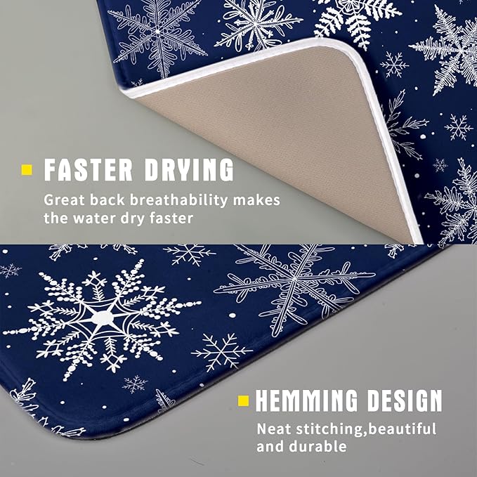 Winter blue Snowflake Dish Drying Mat - Image 3