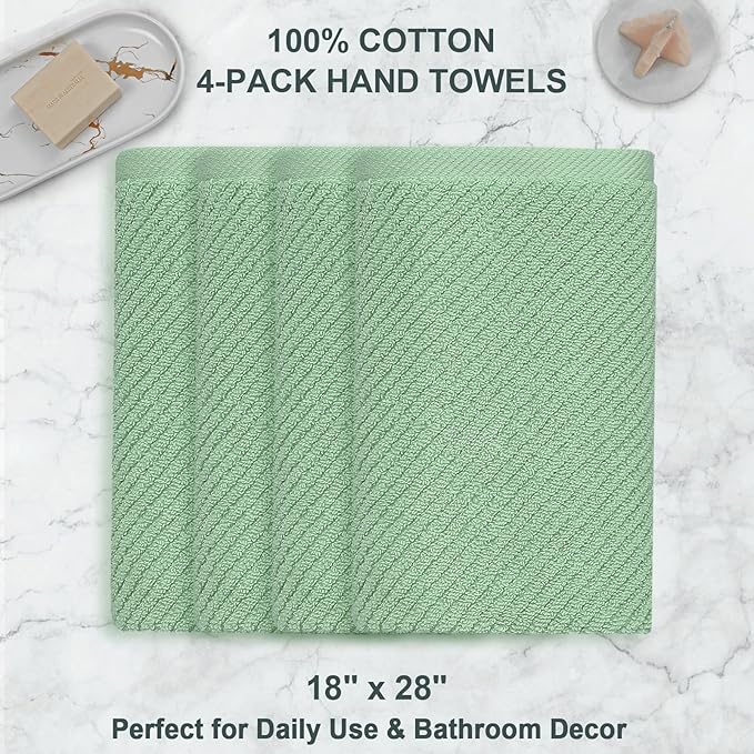 VOOVA & MOVAS Hand Towels for Bathroom Set of 4, Large 18" x 28", 100% Cotton | - Image 4