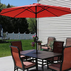 Sunnydaze Outdoor Patio Umbrella - Polyester Table Market Umbrella with Push-Button Tilt and Crank - 8 Sturdy Ribs - Burnt Orange - 9ft - Image 5