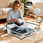 6 Pack Under Bed Storage Bags, 60L Foldable Clear Storage Containers - Image 3