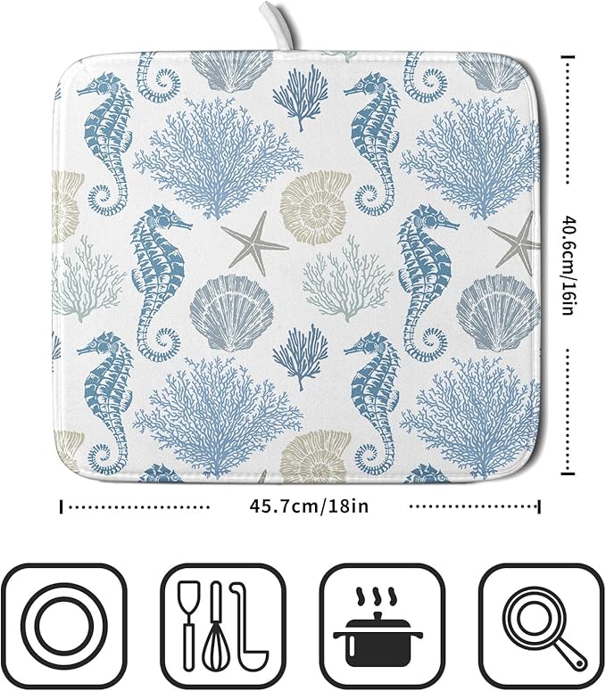 Blue Coral Dish Drying Pad 18 x 24 Inch - Image 2
