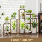 Bamworld 2 Sets Plant Stands Indoor Tall Shelves Outdoor for Multiple Flowers 10 Pots Wooden Rack for Living Room Balcony Garden - Image 3