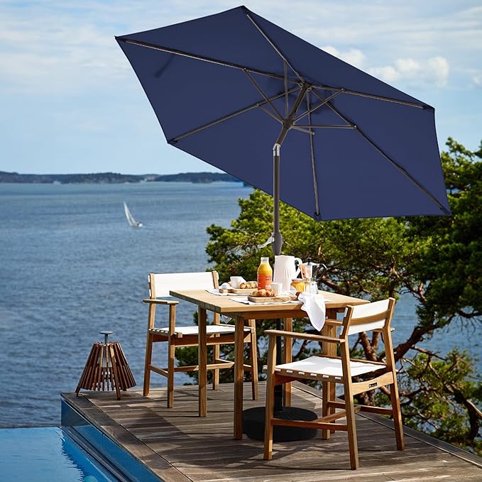 JEAREY 7.5FT Patio Umbrella Outdoor Market Umbrella with 6 Sturdy Ribs, Push Button Tilt/Crank Table Umbrella for Garden, Deck, Backyard and Pool, Navy - Image 4