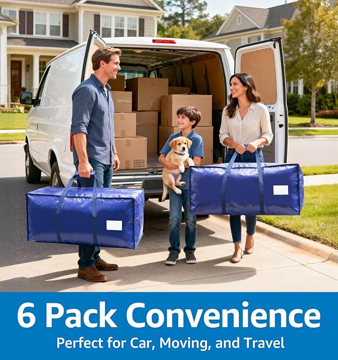 6 Pack Large Moving Bags Heavy Duty – Reusable Storage Bags - Image 4
