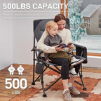 EVER ADVANCED Oversized Folding Camping Chair for Adults, Heavy Duty Lawn Chair with Side Pockets, Portable Collapsible Quad Chair for Outside, Support Up to 500lbs, Grey 2PACK - Image 3