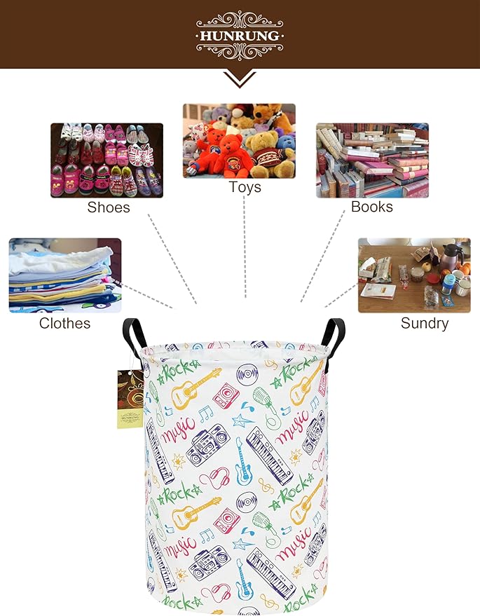 HUNRUNG Laundry Hamper, Large Canvas Fabric Lightweight Storage Basket Toy - Image 3