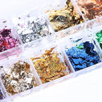 Holographic Nail Glitter Foils, 12 Colors Sparkly Ultra-Thin Aluminum Foil Nail - Image 2