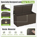 Flamaker Resin Deck Box 100 Gallon Large Lockable Outdoor Storage Box Waterproof for Patio Cushions, Tools, Pool Accessories (Deep Brown) - Image 4