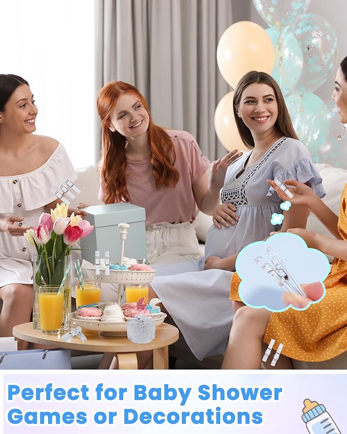 60PCS Clear Clothes Pins for Baby Shower Games Boy Girl, Transparent Acrylic - Image 4