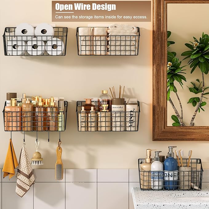 2 Pack Wall Hanging Baskets for Organizing, Large Metal Wire Basket - Image 5