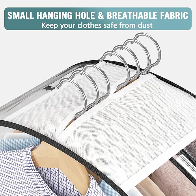 Clear Garment Bag for Hanging Clothes 10” Gusseted, 50” Suit Bags for Open - Image 5