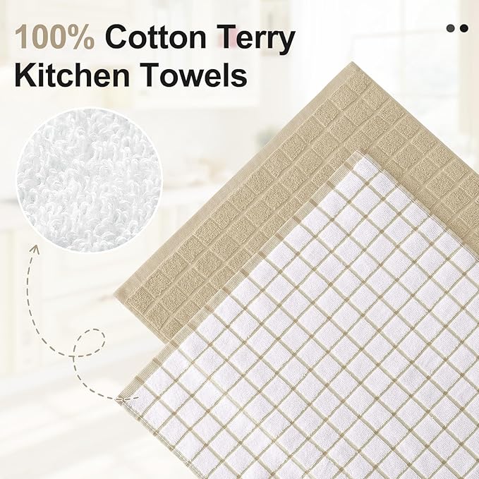 Homaxy Premium Cotton Kitchen Towels 16"x 28", Large Natural Ring Spun 390 GSM - Image 2