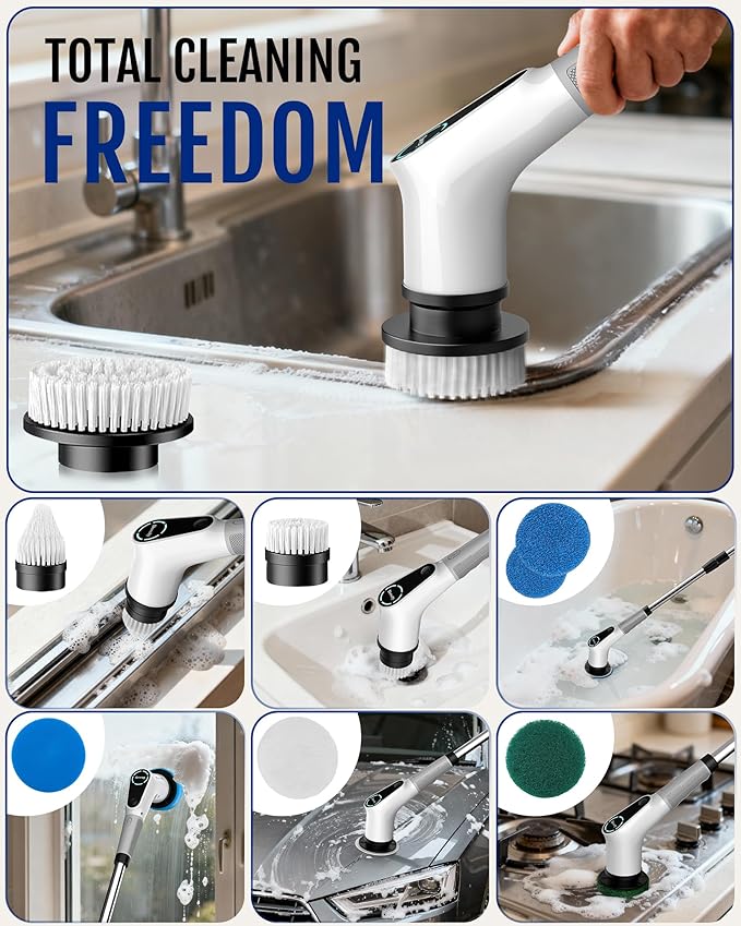 Dovety Electric Spin Scrubber, Cordless Cleaning Brush, Shower Scrubber - Image 8