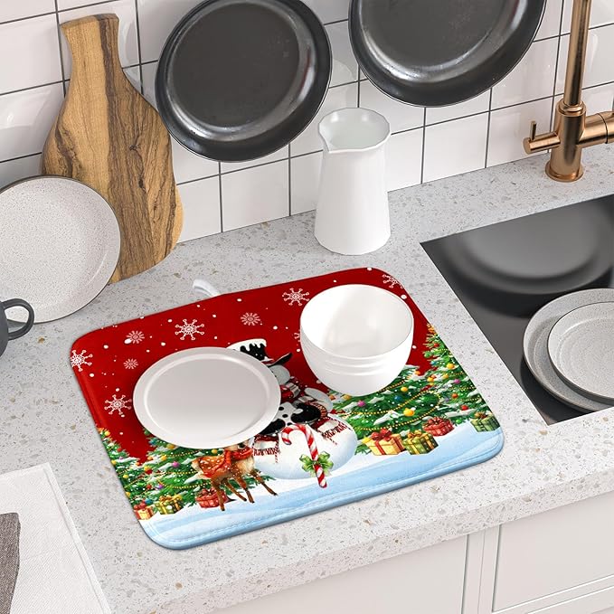 Christmas Snowman Dish Drying Mat - Image 6