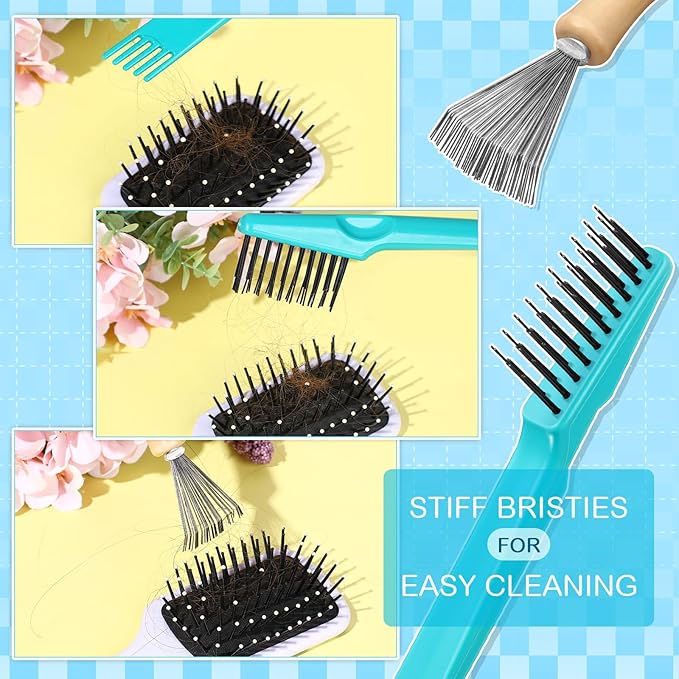 Boao 2 Pieces Hair Brush Cleaning Tool Comb Cleaner Brush Mini Comb Cleaning - Image 7