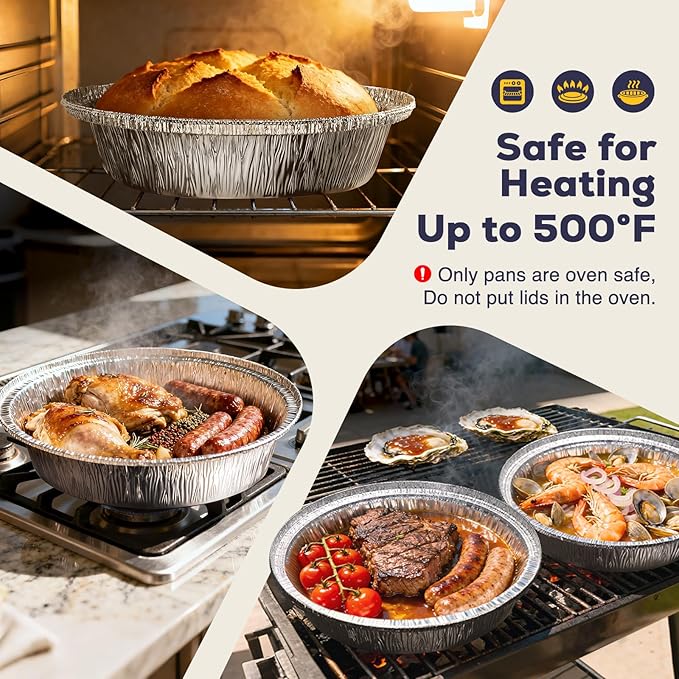 Fit Meal Prep 50 Pack 8" Round Aluminum Foil Pans - Image 5