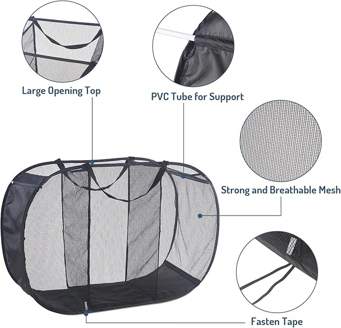 Seiritex Mesh Popup Laundry Hamper 3 Compartment Sortable Horizontal - Image 3