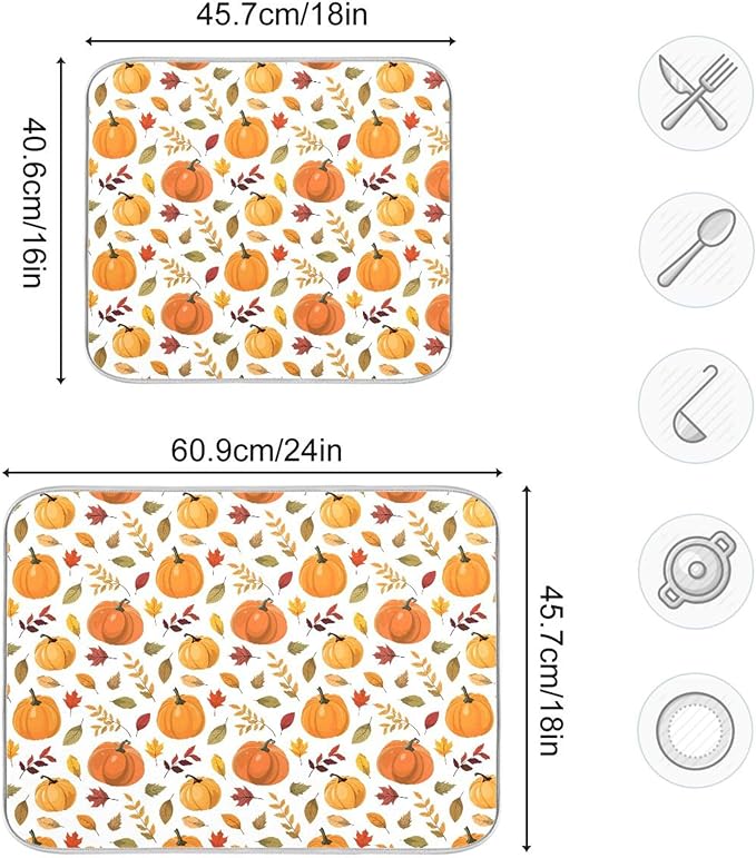 Fall Pumpkin Pattern Dish Drying Mat - Image 3