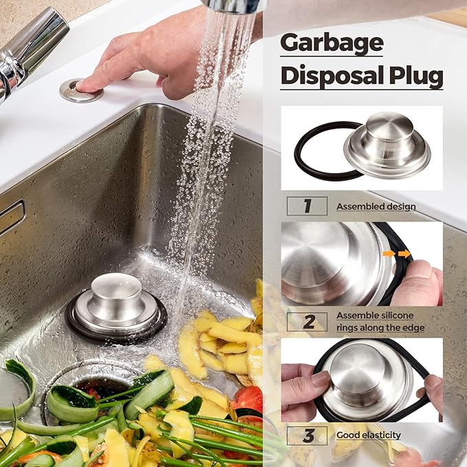 Mudder 3 Pcs Kitchen Sink Drain Strainer and Stopper Stainless Steel Garbage - Image 4