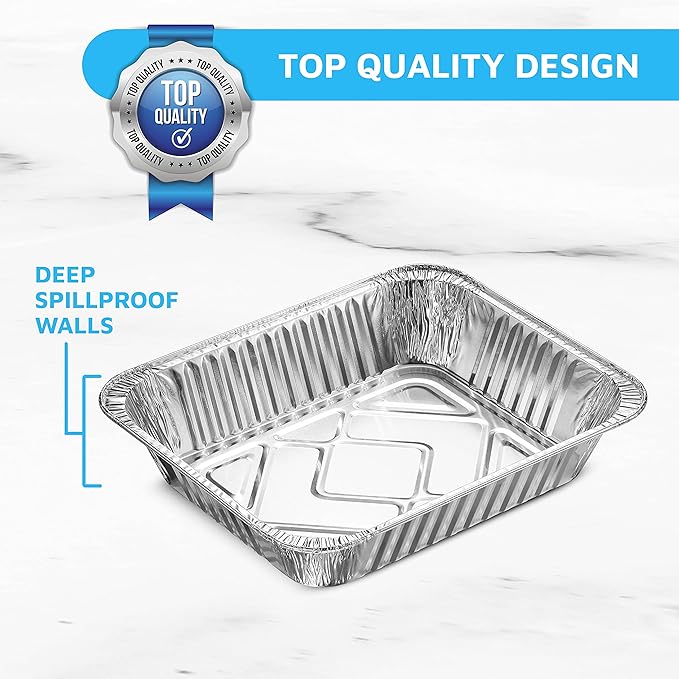 MontoPack Aluminum Foil Pans Half Size Roasting Chafing Pan | Bulk 10 Pack of - Image 4