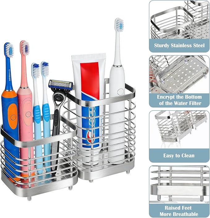 MYITYARD Toothbrush Holder for Bathroom, Stainless Steel Ventilated Electric - Image 3